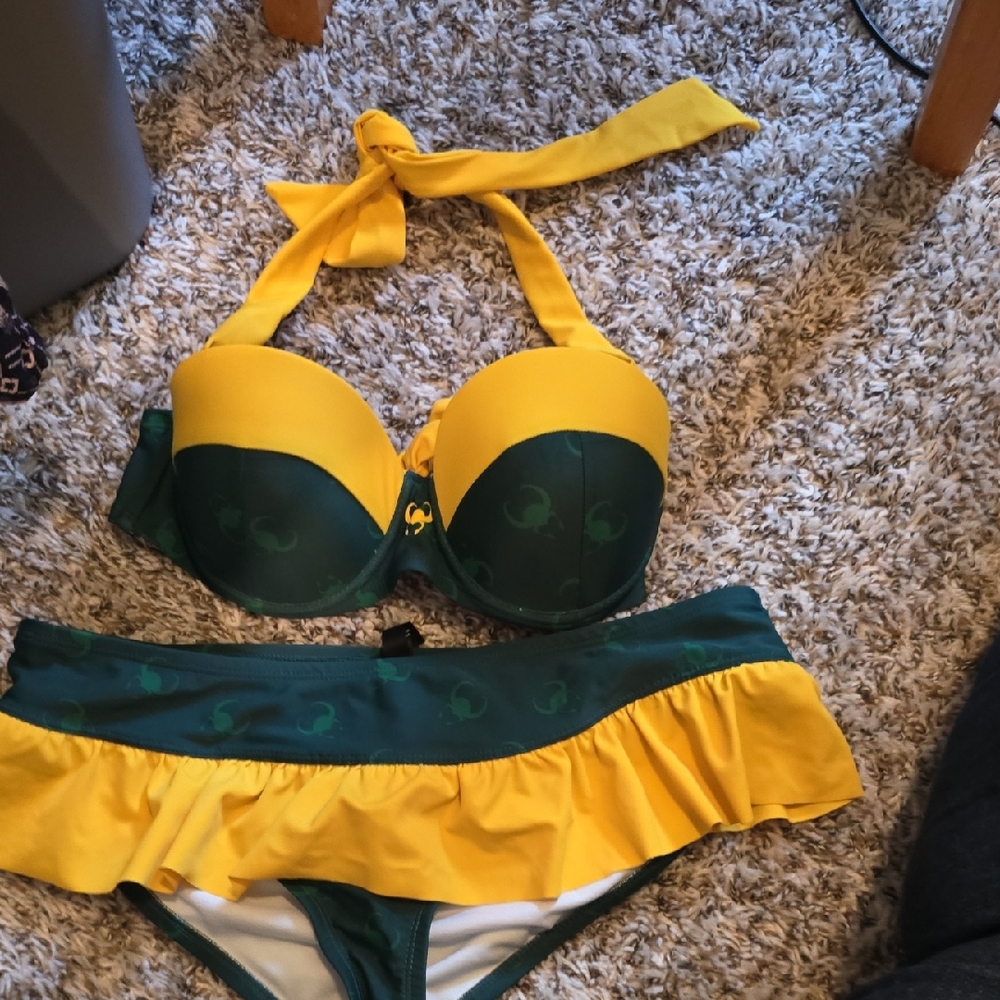 Her Universe Green and Yellow Bikini Set